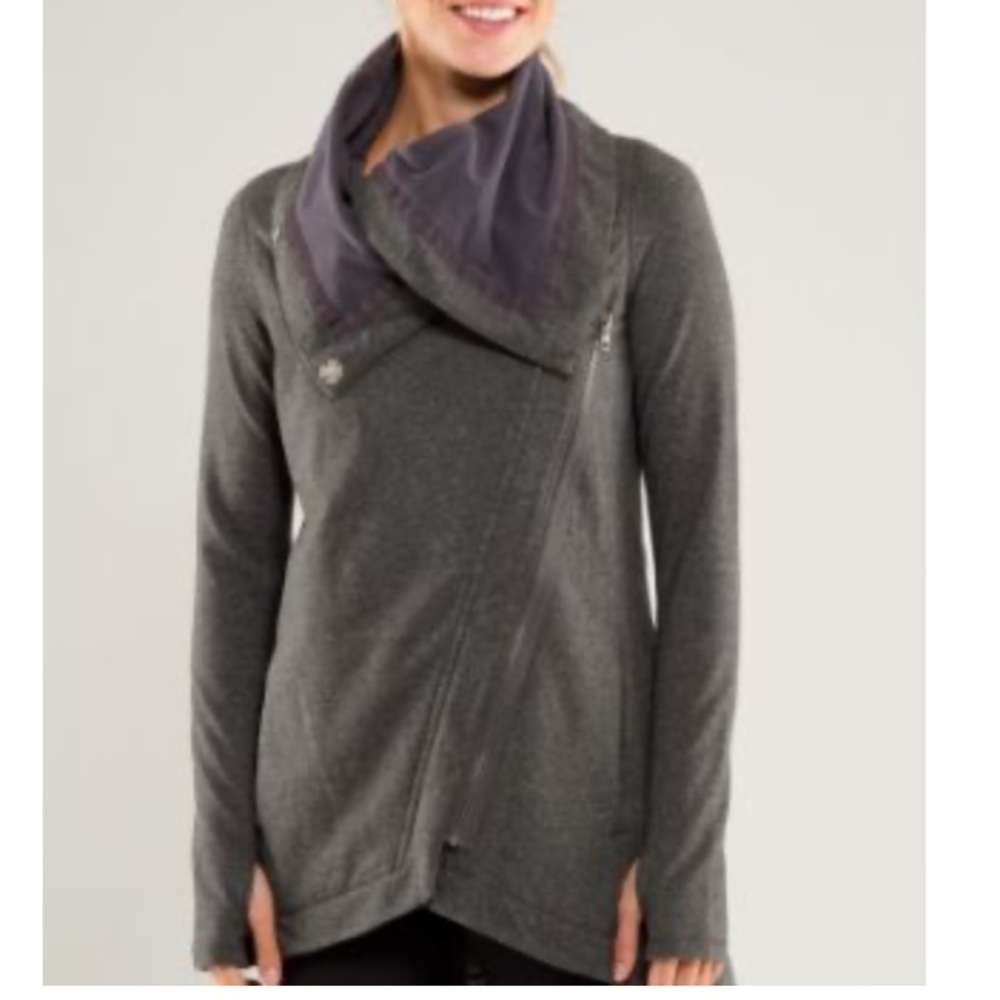 Lululemon Method Wrap Jacket Gray Stretch Soft Fi… - image 2